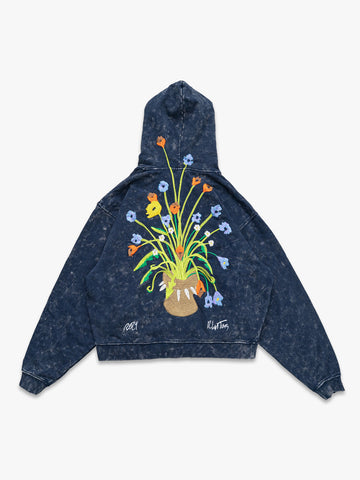 Flowers for maezen | Zip-Hoodie Washed Navy - maezen
