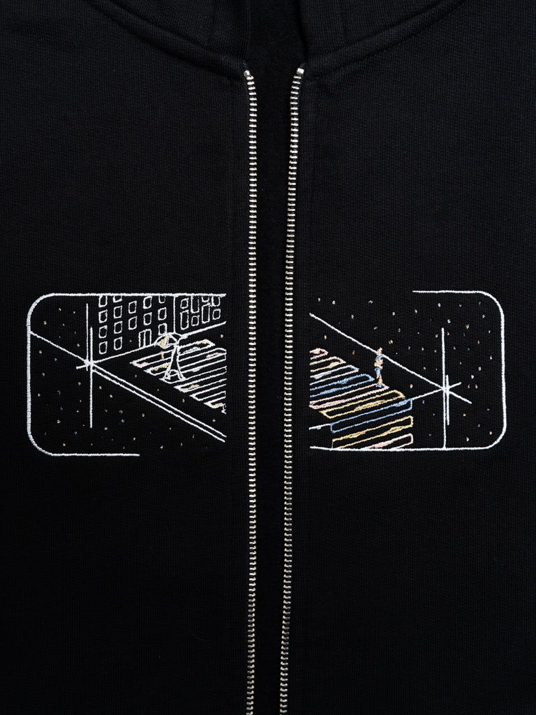 As We Cross the Street | Zip Hoodie Black - maezen